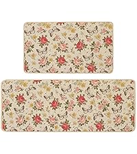 Baccessor Monstera Spring Kitchen Mats Set of 2, Banana Green Leaf Kitchen Rugs Low-Profile Non-Slip Absorbent Floor Mat 17x29 and 17x47 Inch Home Seasonal Decoration