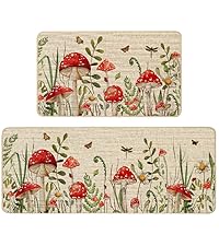 Baccessor Monstera Spring Kitchen Mats Set of 2, Banana Green Leaf Kitchen Rugs Low-Profile Non-Slip Absorbent Floor Mat 17x29 and 17x47 Inch Home Seasonal Decoration