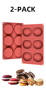 CAKETIME Muffin Top Pan, Silicone Egg Molds for Breakfast Sandwiches 3 Inch Round Silicone Baking Molds for Baking English Muffins, Whoopie Pies, Corn Bread, Egg Bites, Tarts 3 Pack