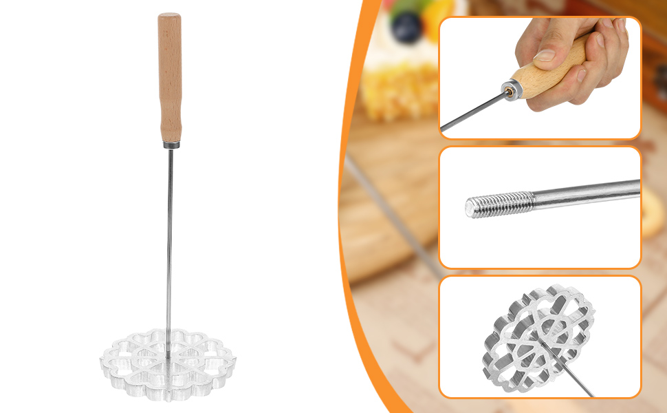IMIKEYA Rosettes Timbale Set Aluminum Waffle Mold with Wooden Handle Ravioli Empanada Press Mold Bunuelos Cookie Homemade Frying Kitchen Gadgets