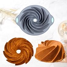 Tongjude 4 Pieces Silicone Fluted Cake Pans, 9/10/12 Cups Tube Baking Pan, Silicone Molds for Homemade Cake, Bread and Jello, Non-Stick, Grey