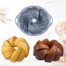 Tongjude 4 Pieces Silicone Fluted Cake Pans, 9/10/12 Cups Tube Baking Pan, Silicone Molds for Homemade Cake, Bread and Jello, Non-Stick, Grey