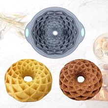 Tongjude 4 Pieces Silicone Fluted Cake Pans, 9/10/12 Cups Tube Baking Pan, Silicone Molds for Homemade Cake, Bread and Jello, Non-Stick, Grey