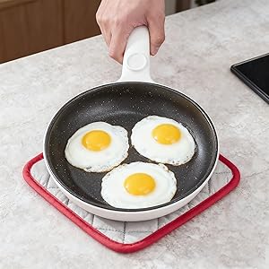 Potholders, Pot Holders for Kitchen Heat Resistant Cotton Hot Pads with Hanging Loops, 3-Pack (Blue+Gray+Green)