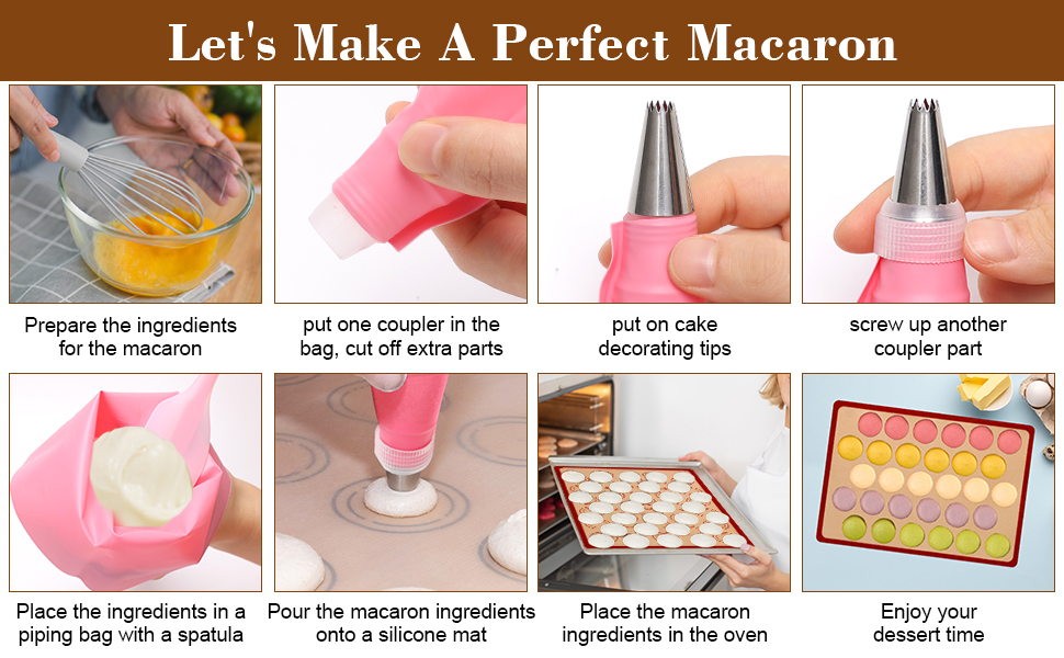 28Pcs Macaron Silicone Baking Mat Kit-2 Sheet Macaron Silicone Baking Mats 11.6