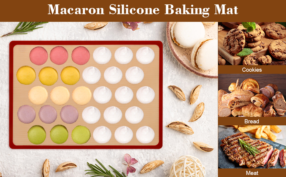 28Pcs Macaron Silicone Baking Mat Kit-2 Sheet Macaron Silicone Baking Mats 11.6