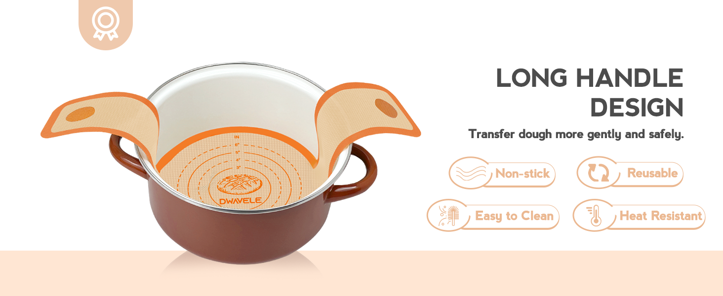 Silicone Bread Sling for Dutch Oven, Non-Stick & Easy to Clean Baking Mat Set, 2 Pcs Reusable Bread Sling for Sourdough Tools ＆ Accessories