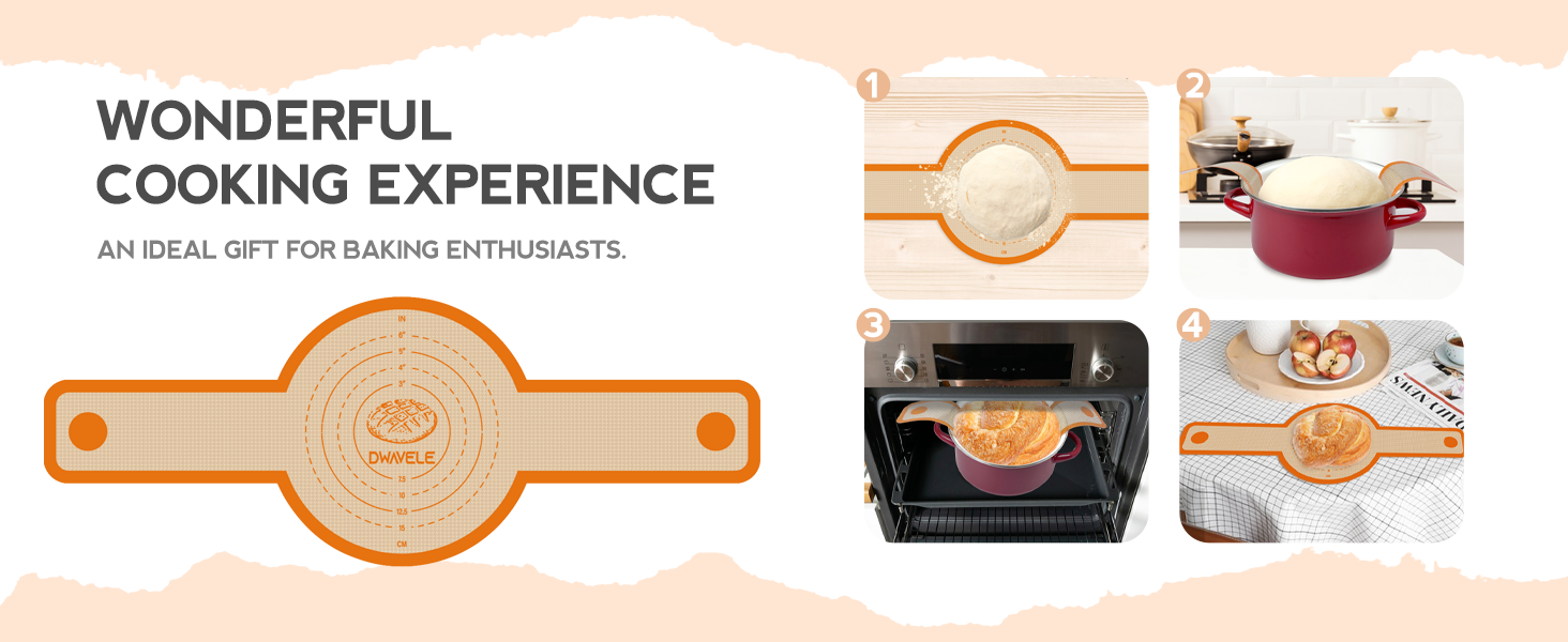 Silicone Bread Sling for Dutch Oven, Non-Stick & Easy to Clean Baking Mat Set, 2 Pcs Reusable Bread Sling for Sourdough Tools ＆ Accessories