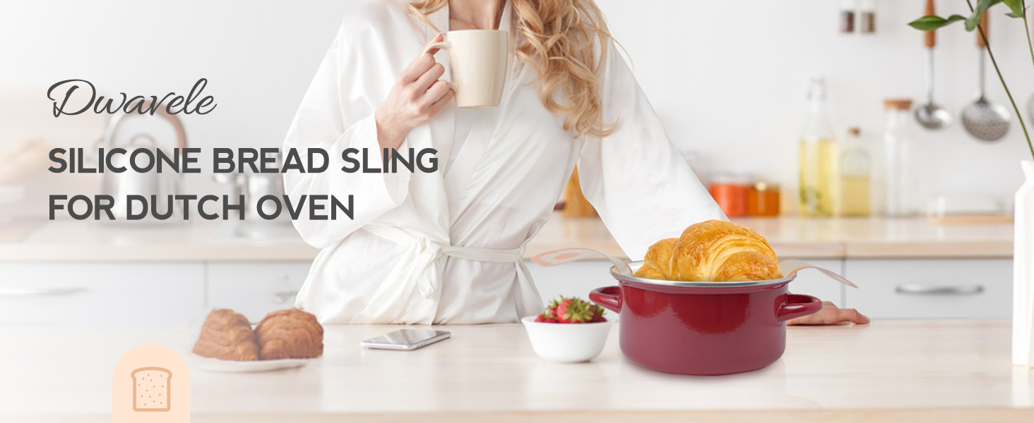 Silicone Bread Sling for Dutch Oven, Non-Stick & Easy to Clean Baking Mat Set, 2 Pcs Reusable Bread Sling for Sourdough Tools ＆ Accessories