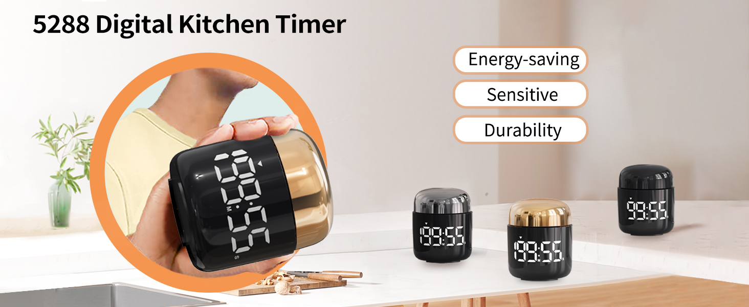 Digital Kitchen Timer,Countdown Countup Timer with Large LED Display Volume Adjustment,Timer for Cooking, Classroom Time for Kids and Teachers. (Gold)