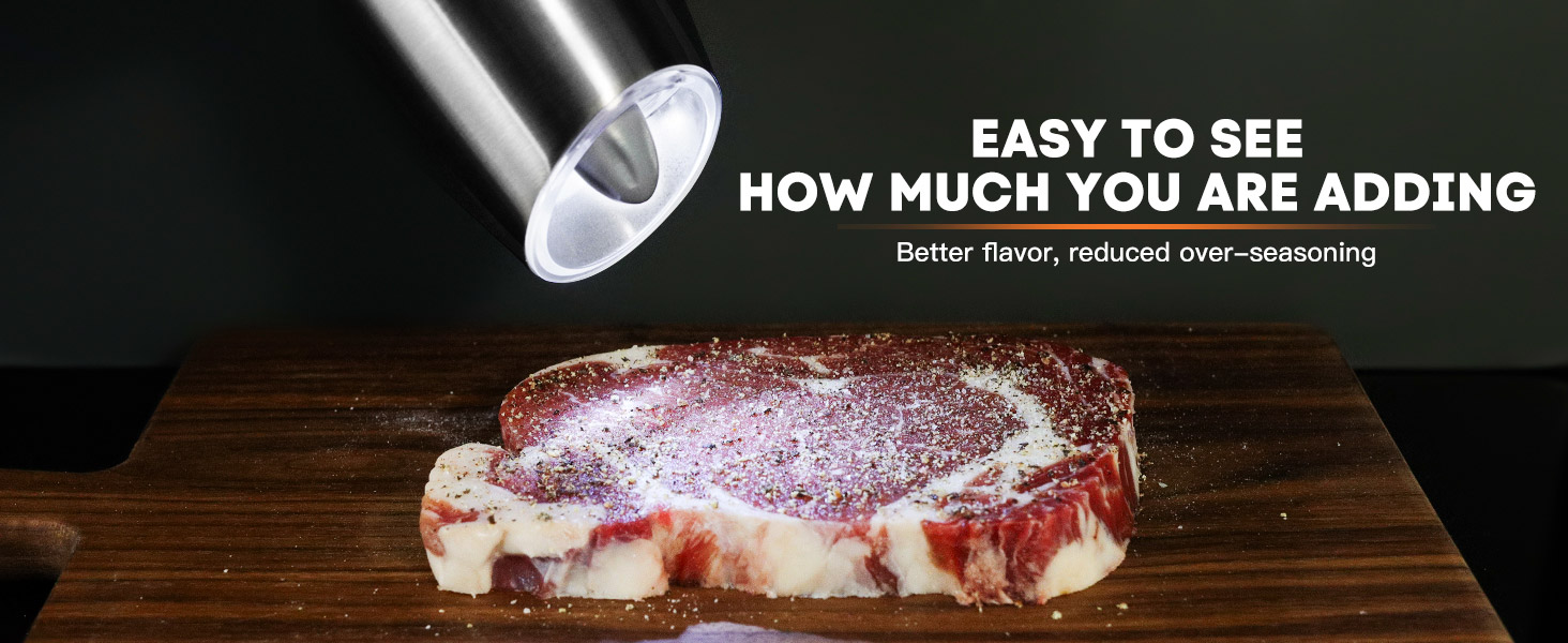 AmuseWit Gravity Electric Salt and Pepper Grinder Set [White Light] USB Rechargeable Automatic Pepper and Salt Mills,Adjustable Coarseness,One-Handed Operation,Stainless Steel