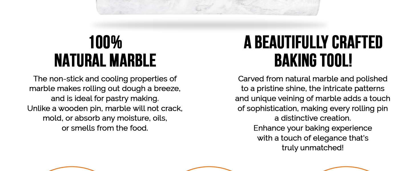 Zulay Kitchen 17-Inch Marble Rolling Pin With Stand - Polished Marble Rolling Pins For Baking With Long Beechwood Handle - Non-stick Roller Pin For Baking Pastries, Bread & Pizza