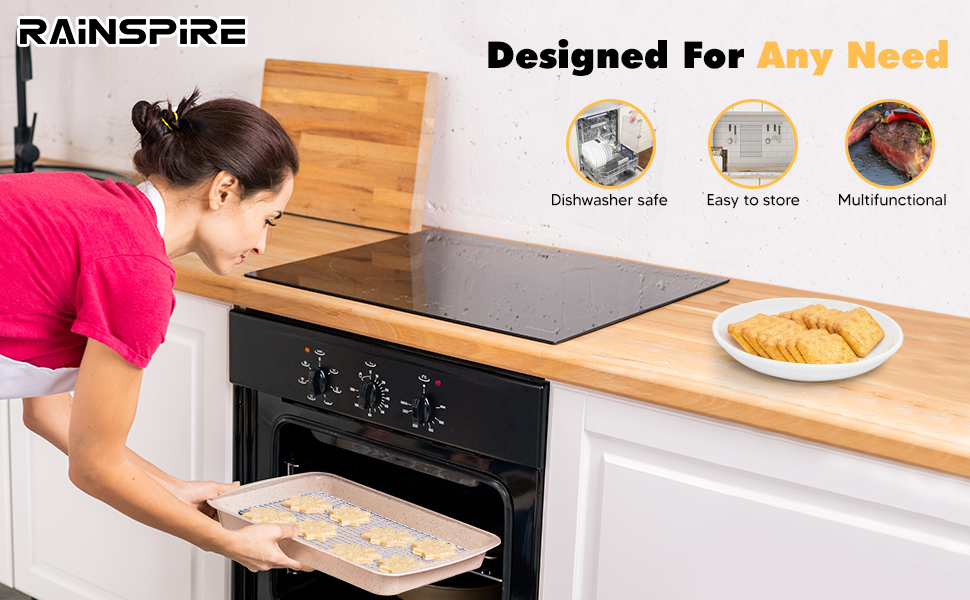 Rainspire Cooling Rack Stainless Steel, Heavy Duty Cooling Racks for Cooking and Baking, Oven Safe Wire Rack for Cooking, Baking Rack for Oven Cooking Fits Quarter Sheet Pan, 8.5