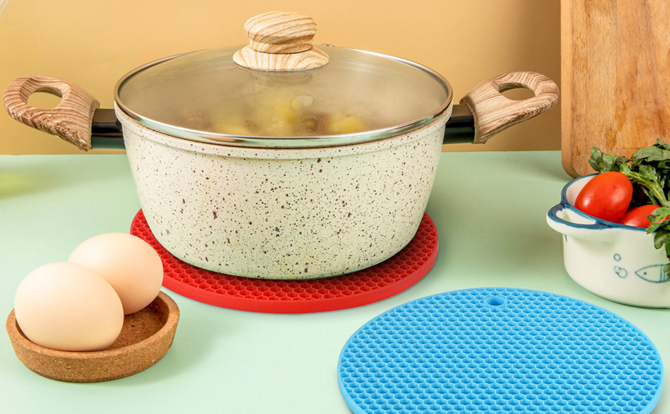 homEdge Silicone Trivets Mat, 6 Packs Multipurpose Non Slip Heat Resistant Pot Holder-Assorted Color