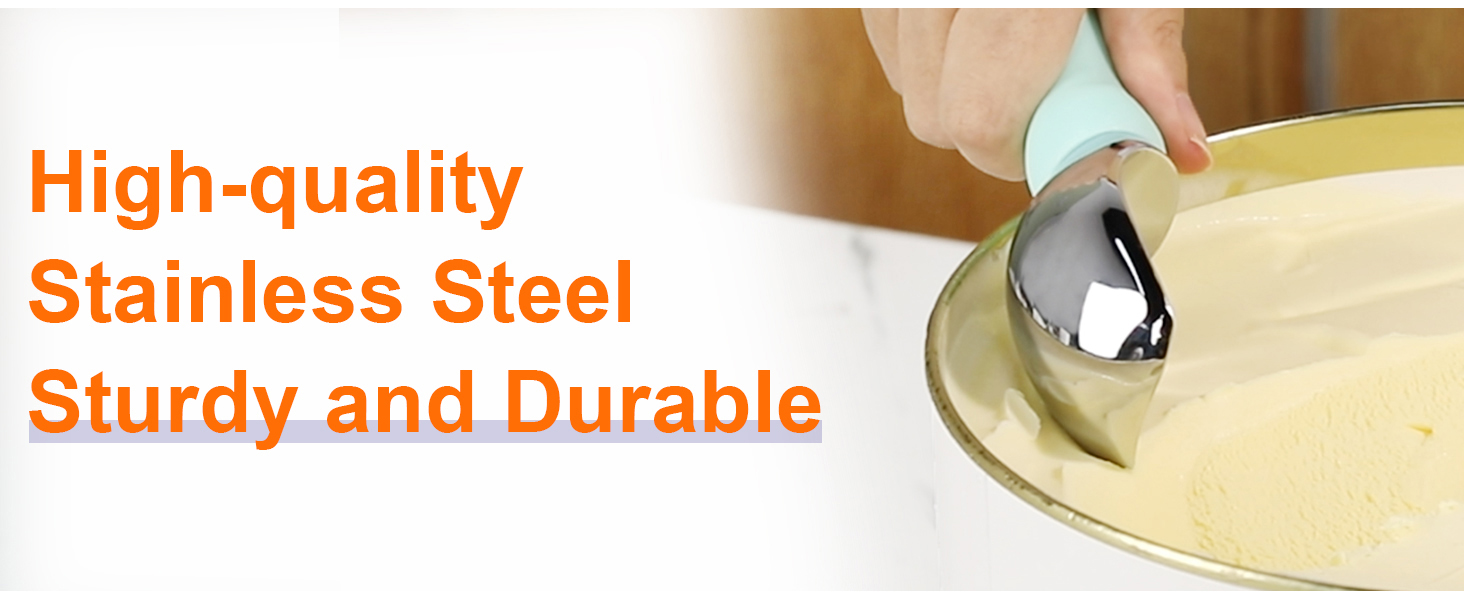 Brigii Ice Cream Scoop with Comfortable Handle, Professional Grade Scooper, Great for Spooning Frozen Hard Gelato and Sorbet, Melon-Black