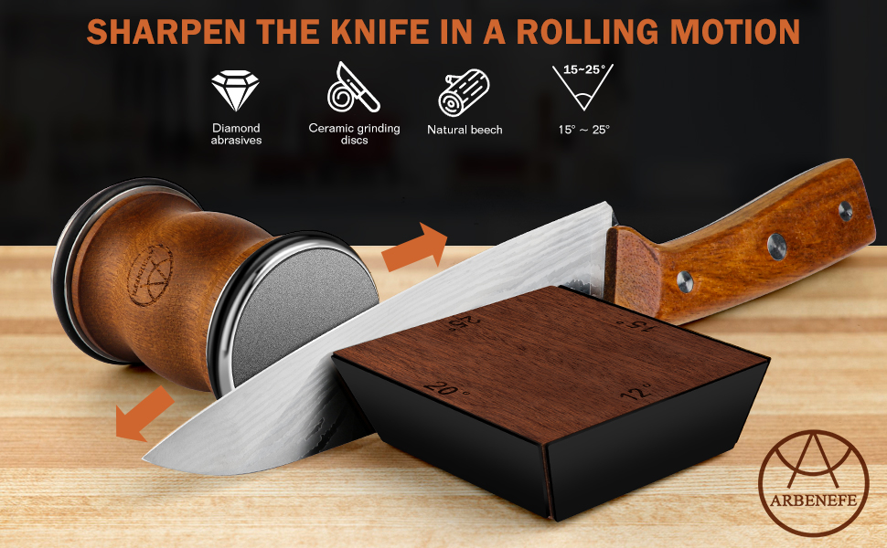 Rolling Knife Sharpener Tool Kit, Multi-Angle Magnetic Roller Sharpeners for Kitchen Knives, Diamond&Ceramic Knife Sharpening System Set, Offers 12&15&20&25 Degree Sharpening