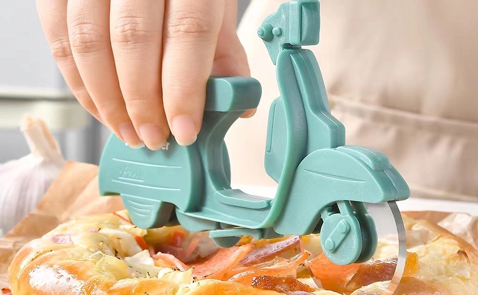 Bicycle Pizza Cutter Wheel, Dual Stainless Steel Pizza Cutter Wheel Pizza Slicer, Bike Pizza Cutters Kitchen Gadget