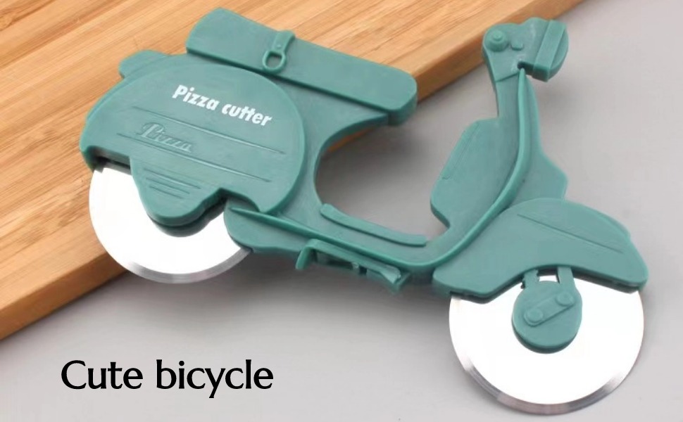 Bicycle Pizza Cutter Wheel, Dual Stainless Steel Pizza Cutter Wheel Pizza Slicer, Bike Pizza Cutters Kitchen Gadget