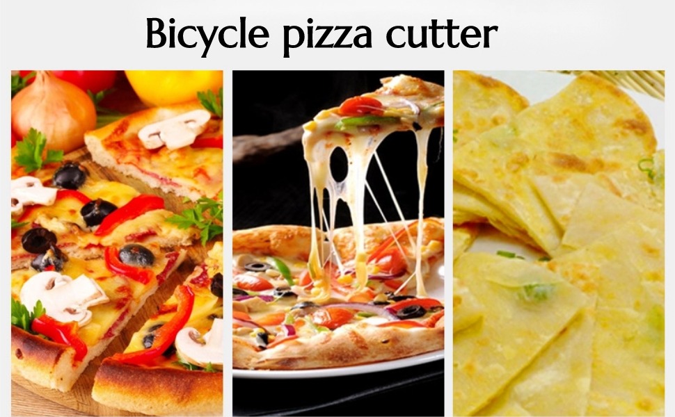 Bicycle Pizza Cutter Wheel, Dual Stainless Steel Pizza Cutter Wheel Pizza Slicer, Bike Pizza Cutters Kitchen Gadget