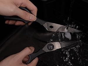 Linoroso Kitchen Scissors All Purpose Kitchen Shears with Magnetic Holder, Soft Grip Handle Cooking Scissors Dishwasher Safe with Come Apart Blade Heavy Duty Scissors for Meat, Vegetable, Herb, Black