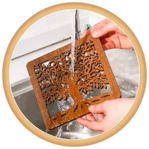 5 Pcs Life Tree Wooden Trivets with Storage Rack Hot Pads Trivets for Hot Dishes Pots and Pans Heat Resistant Mat Set Tea Pot Holders for Kitchen Dining Table(Dark Wood)