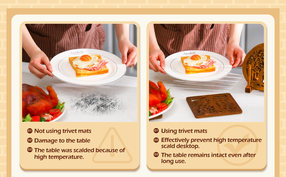 5 Pcs Life Tree Wooden Trivets with Storage Rack Hot Pads Trivets for Hot Dishes Pots and Pans Heat Resistant Mat Set Tea Pot Holders for Kitchen Dining Table(Dark Wood)