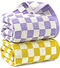 Jacquotha Wash Cloths Checkered 4 Pack 4 Colors - Cotton Washcloths for Face Body, 13 x 13 Inches Daily Cleansing Kitchen Towels