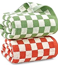 Jacquotha Wash Cloths Checkered 4 Pack 4 Colors - Cotton Washcloths for Face Body, 13 x 13 Inches Daily Cleansing Kitchen Towels