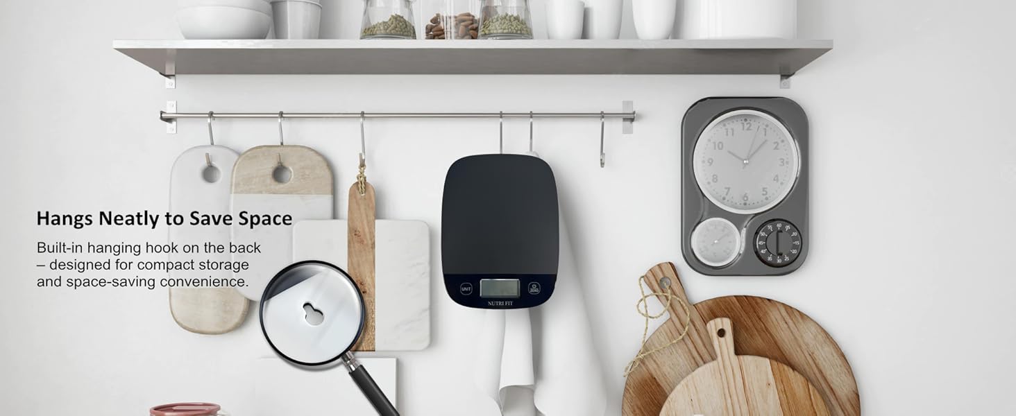 NUTRI FIT Food Scale for Kitchen Scales Digital Weight Grams and Ounces, Baking Scale Accurate for Weight Loss, Cooking, Coffee, Keto Diet, Meal Prep, 0.1oz Ultra Slim Smart Tare Black