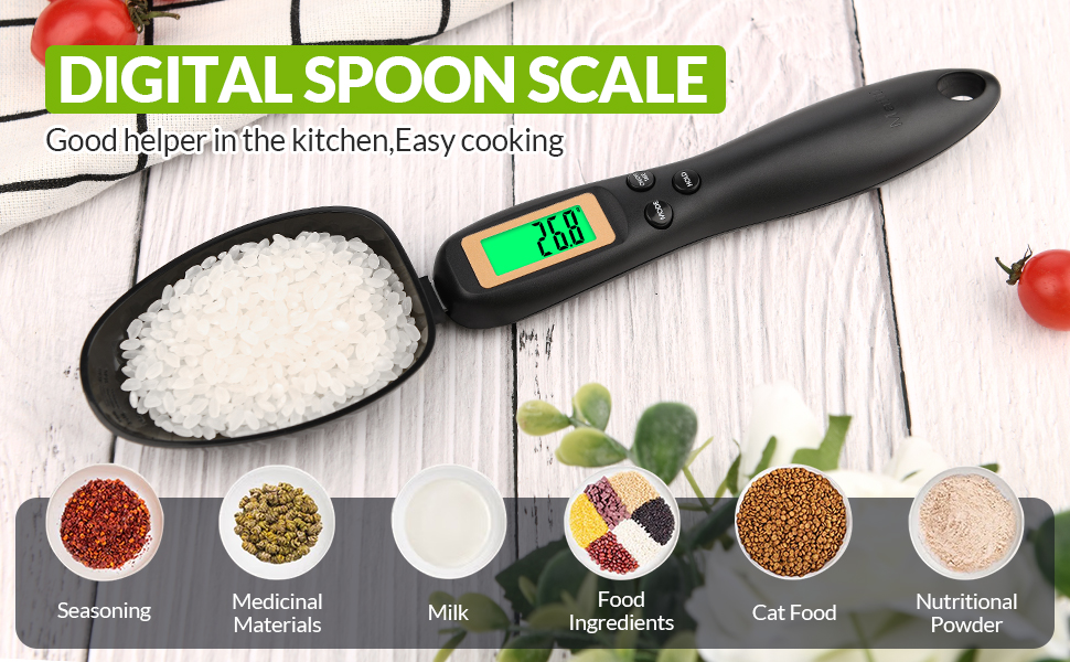 Mafiti Digital Measuring Spoon, Electronic Adjustable Measuring Spoon Scale 500g / 0.1g High Precision for Kitchen Gadgets Daily Meals Pet/Dog Food Measuring Scoop