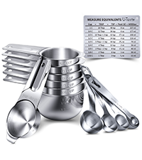 U-Taste Measuring Cups and Spoons: Food Grade 18/8 Stainless Steel Metal Measure Cups and Spoons Set of 10, Upgraded Thickness Handle (Midnight Blue)