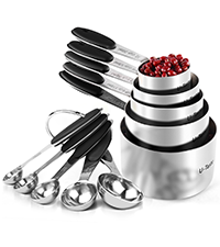 U-Taste Measuring Cups and Spoons: Food Grade 18/8 Stainless Steel Metal Measure Cups and Spoons Set of 10, Upgraded Thickness Handle (Midnight Blue)