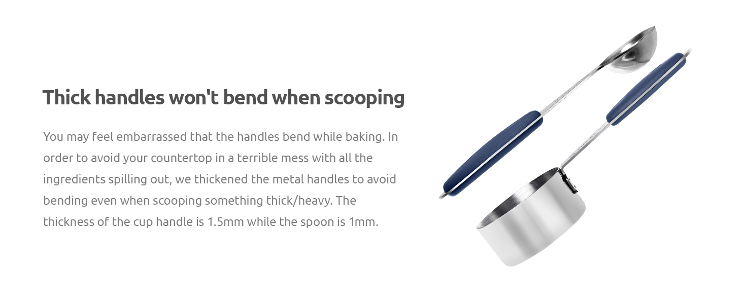 U-Taste Measuring Cups and Spoons: Food Grade 18/8 Stainless Steel Metal Measure Cups and Spoons Set of 10, Upgraded Thickness Handle (Midnight Blue)