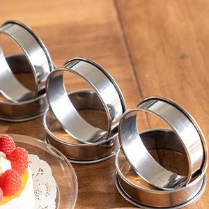 12 Pack 4 Inch Metal English Muffin Ring Nonstick Crumpet Rings Stainless Steel Double Rolled Tart Molds with Silicone Brush for Kitchen Baking