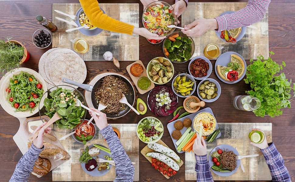 Emvency Farmhouse Placemats Set of 4, 12x18 Inch Modern Abstract White and Brown Art Painting Table Mats for Outdoor Home Party Kitchen Dining Decoration