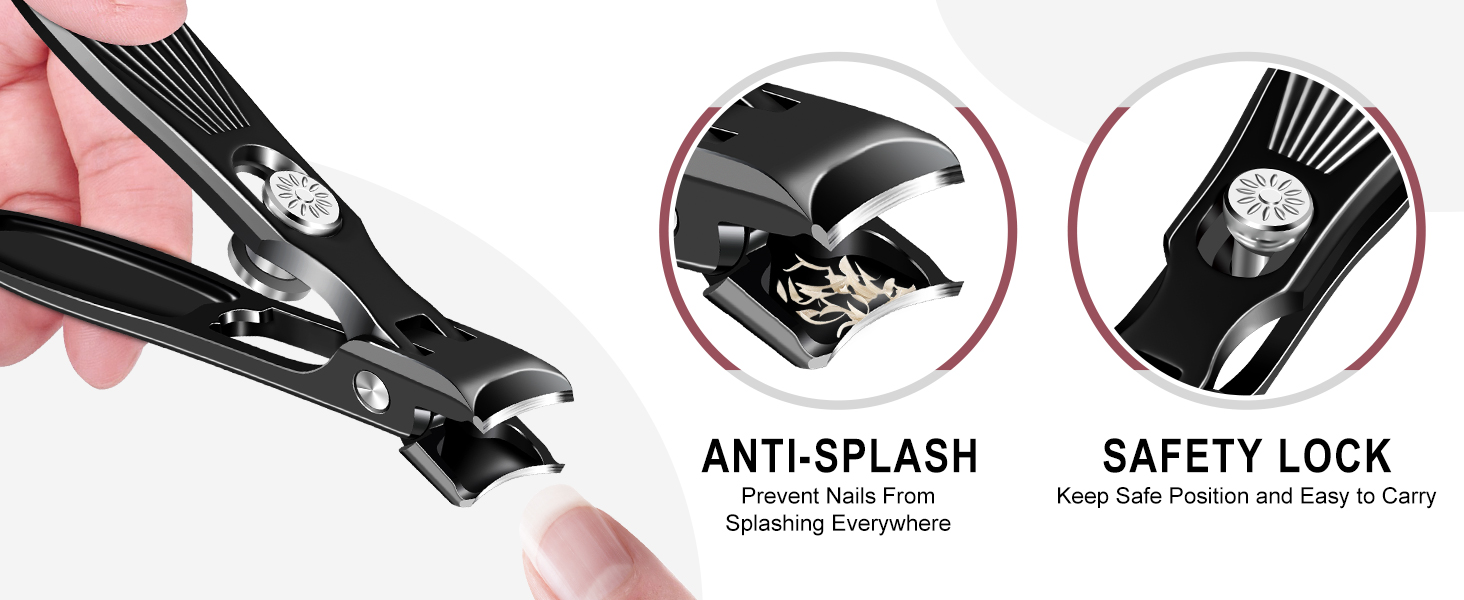 German Nail Clippers for Men Thick Nails with Catcher, Large Toenail Clippers for Seniors with Wide Opening, Heavy Duty Long Handle Fingernail Clipper Sharp Nail Cutter Gifts for Men Women, Black