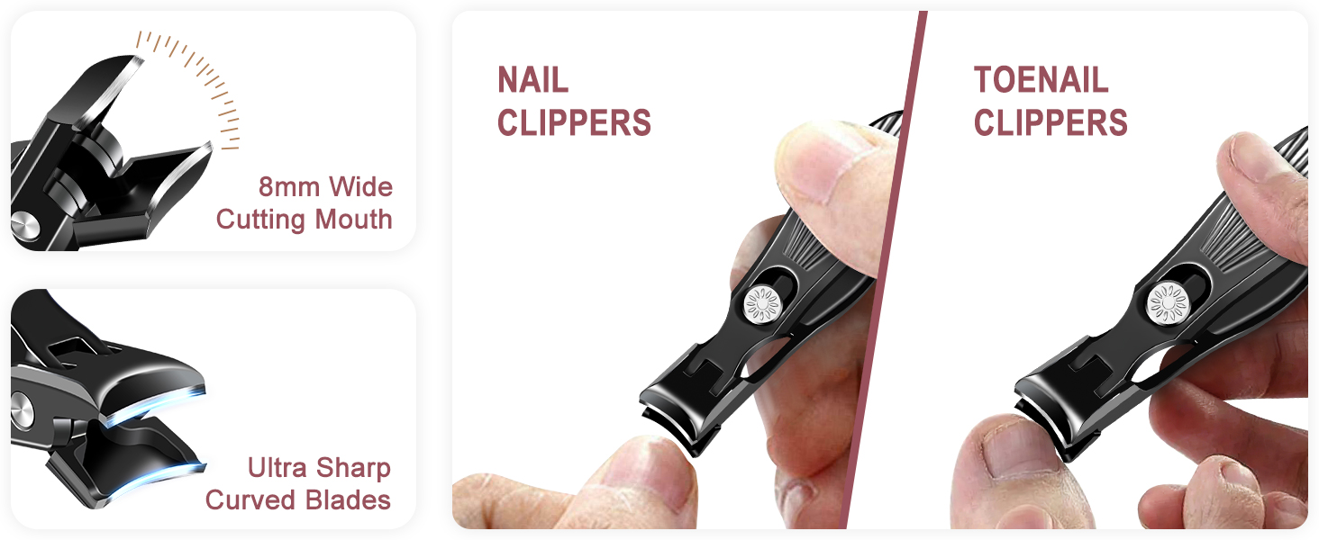 German Nail Clippers for Men Thick Nails with Catcher, Large Toenail Clippers for Seniors with Wide Opening, Heavy Duty Long Handle Fingernail Clipper Sharp Nail Cutter Gifts for Men Women, Black