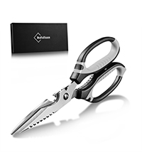 Kitchen Scissors, 9-Inch Heavy Duty Multipurpose Food Cutting Shears, Detachable Dishwasher Safe, Sharp Serrated Blade, Ergonomic Non-Slip Handle for Food, Meat, Herbs, Black