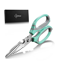 Kitchen Scissors, 9-Inch Heavy Duty Multipurpose Food Cutting Shears, Detachable Dishwasher Safe, Sharp Serrated Blade, Ergonomic Non-Slip Handle for Food, Meat, Herbs, Black