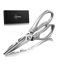 Kitchen Scissors, 9-Inch Heavy Duty Multipurpose Food Cutting Shears, Detachable Dishwasher Safe, Sharp Serrated Blade, Ergonomic Non-Slip Handle for Food, Meat, Herbs, Black