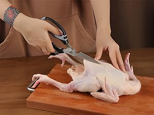 Kitchen Scissors, 9-Inch Heavy Duty Multipurpose Food Cutting Shears, Detachable Dishwasher Safe, Sharp Serrated Blade, Ergonomic Non-Slip Handle for Food, Meat, Herbs, Black