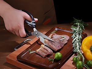 Kitchen Scissors, 9-Inch Heavy Duty Multipurpose Food Cutting Shears, Detachable Dishwasher Safe, Sharp Serrated Blade, Ergonomic Non-Slip Handle for Food, Meat, Herbs, Black
