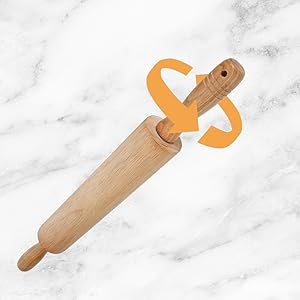 GreatChef Wood Rolling Pin 17.8 Inch for Dough with Pastry Scraper/Cutter & 2 PCS Heat-resistant Silicone Baking Mat, Non-stick, for Cookie, Pie, Macaroon, bread, Baking Pasry Tools Set