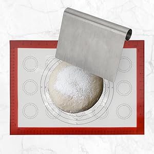 GreatChef Wood Rolling Pin 17.8 Inch for Dough with Pastry Scraper/Cutter & 2 PCS Heat-resistant Silicone Baking Mat, Non-stick, for Cookie, Pie, Macaroon, bread, Baking Pasry Tools Set