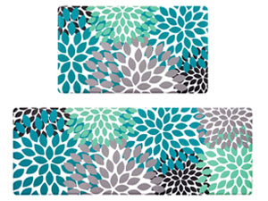 Likiyol Kitchen Mats for Floor [2 PCS] Anti-Fatigue Comfort Kitchen Rugs, Boho Flower Cushioned Waterproof Kitchen Decor Mat Thick, Standing Floor Mats for Home/Office, 18''x30''+18''x48''(Yellow)