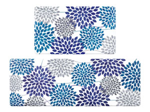 Likiyol Kitchen Mats for Floor [2 PCS] Anti-Fatigue Comfort Kitchen Rugs, Boho Flower Cushioned Waterproof Kitchen Decor Mat Thick, Standing Floor Mats for Home/Office, 18''x30''+18''x48''(Yellow)