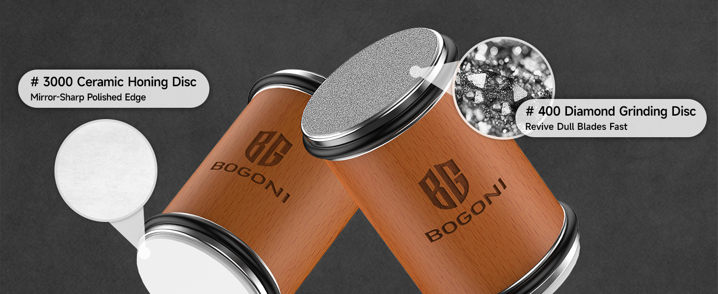 Rolling Knife Sharpener, Diamond & Ceramic Discs, 15° & 20° Magnetic Angles, Fast & Safe for Any Blade Hardness, Sharpening Kit for Kitchen & Pocket Knives, Razor-Sharp Edge, Leather Strop, Ideal Gift