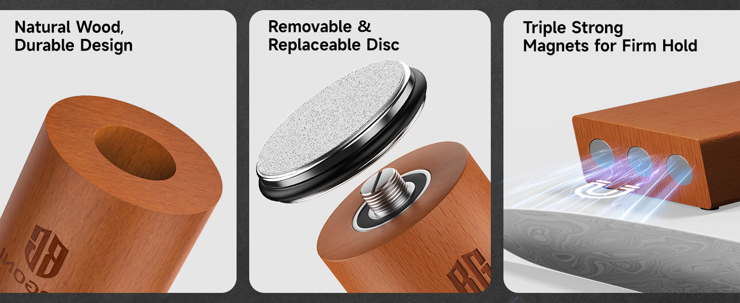 Rolling Knife Sharpener, Diamond & Ceramic Discs, 15° & 20° Magnetic Angles, Fast & Safe for Any Blade Hardness, Sharpening Kit for Kitchen & Pocket Knives, Razor-Sharp Edge, Leather Strop, Ideal Gift