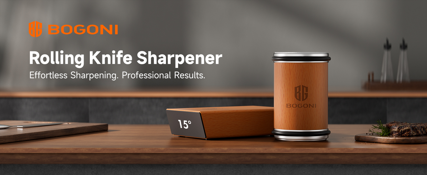 Rolling Knife Sharpener, Diamond & Ceramic Discs, 15° & 20° Magnetic Angles, Fast & Safe for Any Blade Hardness, Sharpening Kit for Kitchen & Pocket Knives, Razor-Sharp Edge, Leather Strop, Ideal Gift