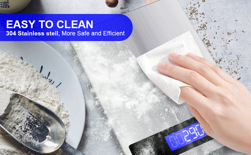 22lb Food Scale, Digital Kitchen Scale Weight Grams and oz for Weight Loss Cooking Baking, 1g/0.1oz Precision, Rechargeable and Waterproof, Stainless Steel and Tempered Glass, Gray Silver